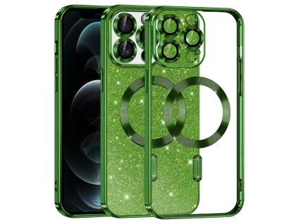 32149 7 techsuit luxury glitter magsafe obal na iphone 12 pro deep zelena