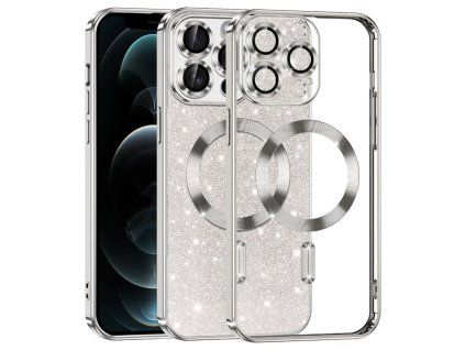 32167 7 techsuit luxury glitter magsafe obal na iphone 12 pro strieborna
