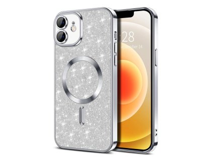 50103 techsuit luxury glitter magsafe puzdro pre iphone 12 strieborne silver
