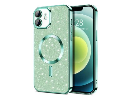 50115 techsuit luxury glitter magsafe puzdro pre iphone 12 svetlozelene light green