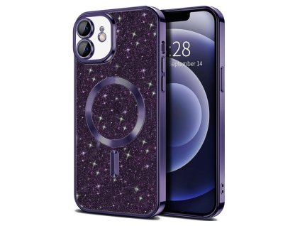 50112 techsuit luxury glitter magsafe puzdro pre iphone 12 tmavofialove deep purple