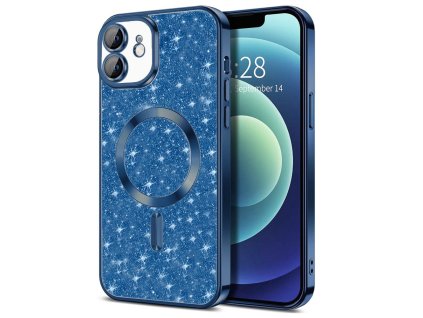 50100 techsuit luxury glitter magsafe puzdro pre iphone 12 tmavomodre deep blue