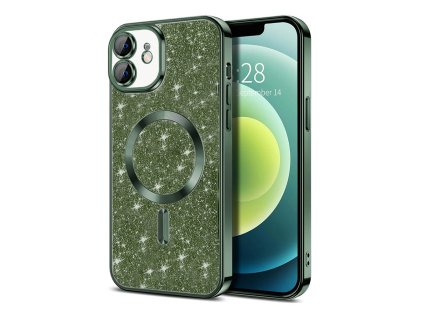 50094 techsuit luxury glitter magsafe puzdro pre iphone 12 tmavozelene deep green