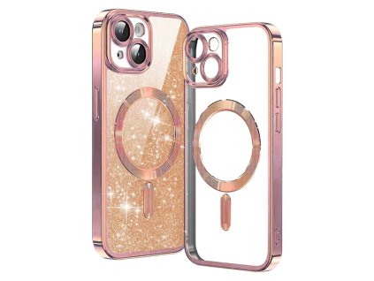 50148 techsuit luxury glitter magsafe puzdro pre iphone 13 ruzovo zlate rose gold