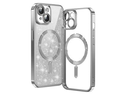 50133 techsuit luxury glitter magsafe puzdro pre iphone 13 strieborne silver