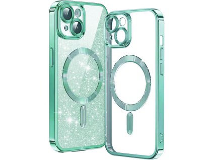 50142 techsuit luxury glitter magsafe puzdro pre iphone 13 svetlozelene light green
