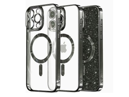 50151 techsuit luxury glitter magsafe puzdro pre iphone 13 pro cierne