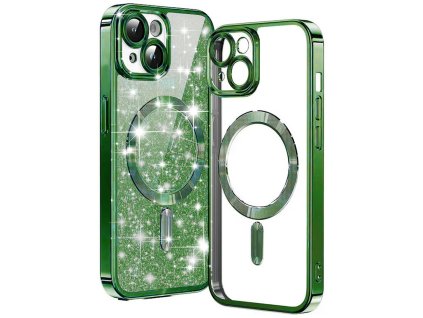 50202 7 techsuit luxury glitter magsafe puzdro pre iphone 14 tmavozelene deep green
