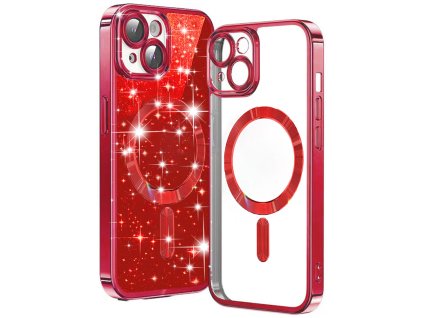 50235 7 techsuit luxury glitter magsafe puzdro pre iphone 14 plus cervene red
