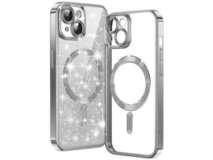 50322 7 techsuit luxury glitter magsafe puzdro pre iphone 15 strieborne silver