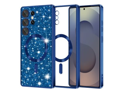 53484 techsuit luxury glitter magsafe puzdro pre samsung galaxy s25 ultra tmavomodre deep blue