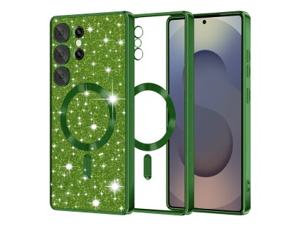 53355 techsuit luxury glitter magsafe puzdro pre samsung galaxy s25 ultra tmavozelene deep green