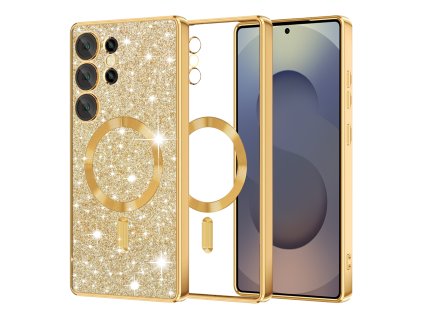 53343 techsuit luxury glitter magsafe puzdro pre samsung galaxy s25 ultra zlate gold