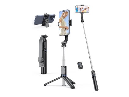 57573 techsuit selfie stick c01 so skladacim stabilnym stojanom a dialkovym ovladanim bluetooth 106 cm cierny