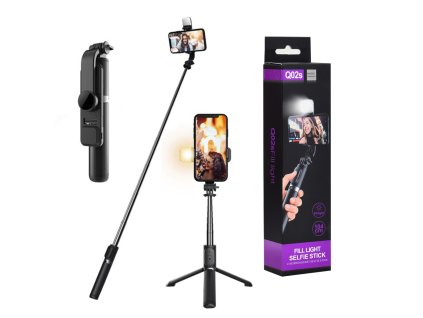 11491 7 techsuit selfie tyc tripod q02s so led skladatelny bluetooth dialkove ovladanie cierna