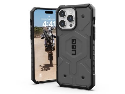 43353 uag pathfinder magsafe extremne odolny kryt na iphone 16 pro max strieborna