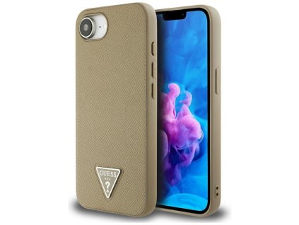 72255 guess grained pu triangle logo magsafe kryt na iphone 16e hnedy