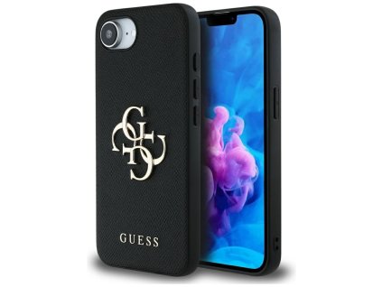 72222 guess hardcase 4g grained big and classic logo kryt na iphone 16e cierny