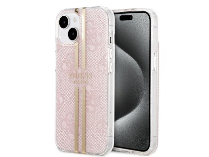 72150 guess hardcase iml 4g gold stripe kryt na iphone 15 ruzovy