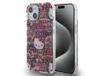 59043 hello kitty hardcase iml tags graffiti kryt na iphone 15 ruzovy