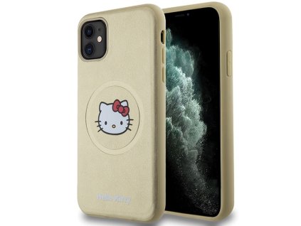 59091 hello kitty hardcase leather kitty head magsafe kryt na iphone 11 zlaty