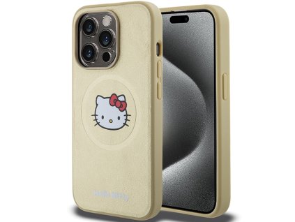 59076 hello kitty hardcase leather kitty head magsafe kryt na iphone 14 pro zlaty