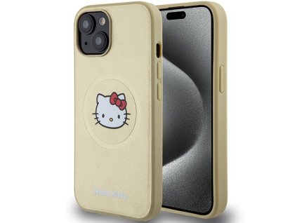 59082 hello kitty hardcase leather kitty head magsafe kryt na iphone 15 zlaty