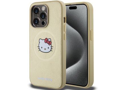 59088 hello kitty hardcase leather kitty head magsafe kryt na iphone 15 pro max zlaty