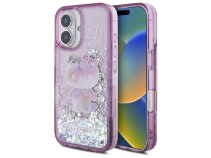 59007 hello kitty hardcase liquid glitter 50th anniversary party kryt na iphone 16 fialovy