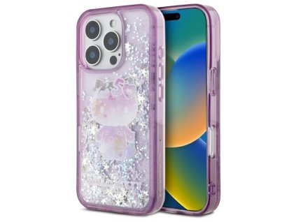 59013 hello kitty hardcase liquid glitter 50th anniversary party kryt na iphone 16 pro fialovy