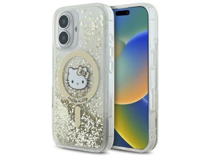 59058 hello kitty hardcase liquid glitter fever magsafe kryt na iphone 16 bielo zlaty