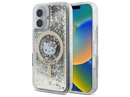 59067 hello kitty hardcase liquid glitter fever magsafe kryt na iphone 16 cierno zlaty