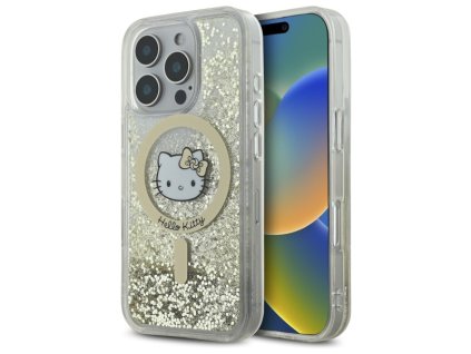 61806 hello kitty hardcase liquid glitter fever magsafe kryt na iphone 16 pro bielo zlaty