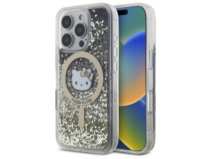 59052 hello kitty hardcase liquid glitter fever magsafe kryt na iphone 16 pro cierno zlaty