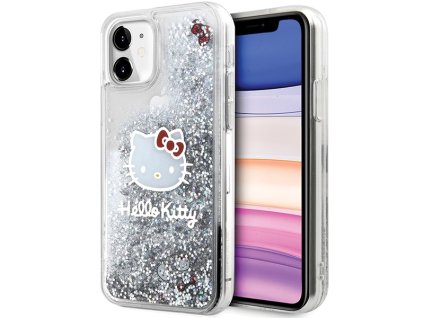 58986 hello kitty hardcase liquid glitter charms kitty head kryt na iphone 11 strieborny