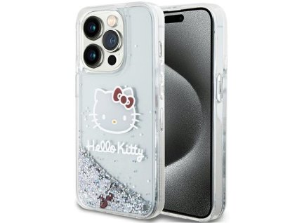 58995 hello kitty hardcase liquid glitter charms kitty head kryt na iphone 14 pro max strieborny