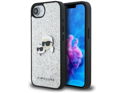 72273 karl lagerfeld hardcase glitter fixed kryt na iphone 16e strieborny karl choupette head
