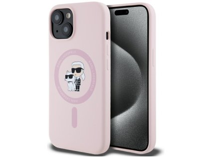72258 karl lagerfeld silicone magsafe kryt na iphone 15 plus ruzovy karl choupette