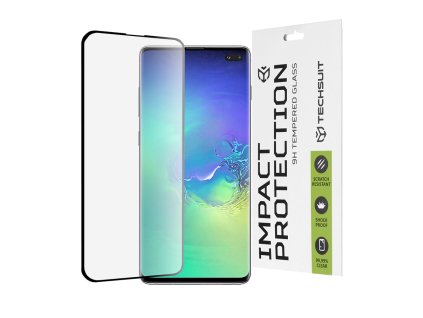 75606 techsuit 111d full cover full glue glass 3d curved screen tvrdene sklo pre samsung galaxy s10 plus cierne