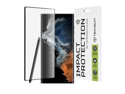 64620 techsuit 111d full cover full glue glass 3d curved screen ochranne sklo na samsung galaxy s22 ultra 5g cierne