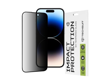 62496 techsuit 111d privacy full glue ochranne sklo na iphone 14 pro cierne