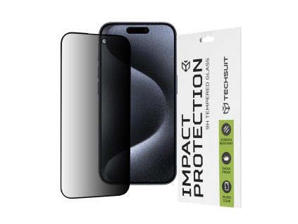 62502 techsuit 111d privacy full glue ochranne sklo na iphone 15 pro cierne