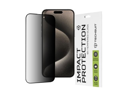 62499 techsuit 111d privacy full glue ochranne sklo na iphone 15 pro max cierne