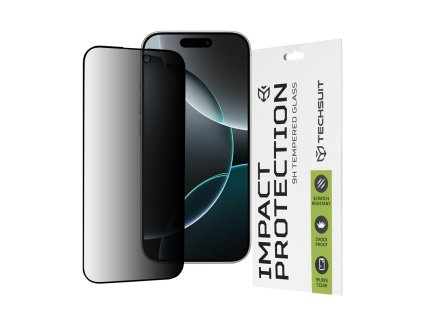 61713 techsuit 111d privacy full glue ochranne sklo na iphone 16 pro cierne