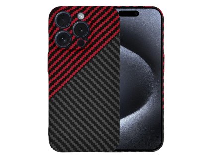 60672 techsuit carbonite fibershell kryt na iphone 15 pro cerveny vortex