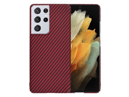 65592 techsuit carbonite fibershell kryt na samsung galaxy s21 ultra 5g cerveny
