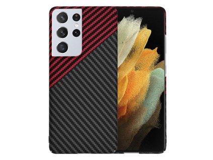 65604 techsuit carbonite fibershell kryt na samsung galaxy s21 ultra 5g cerveny vortex