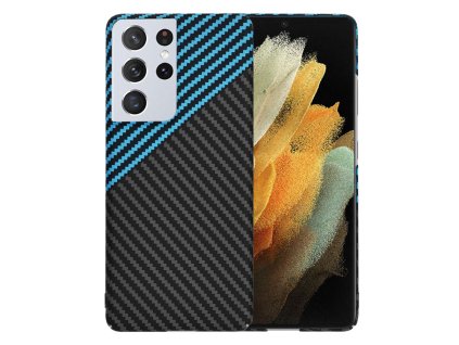 65595 techsuit carbonite fibershell kryt na samsung galaxy s21 ultra 5g modry pulse
