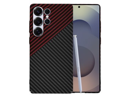 65922 techsuit carbonite fibershell kryt na samsung galaxy s25 ultra cerveny vortex