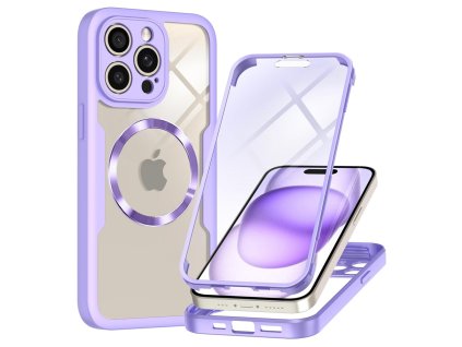 61311 techsuit colorverse 360 magsafe series 360 kryt ochranne sklo na iphone 14 pro fialovy